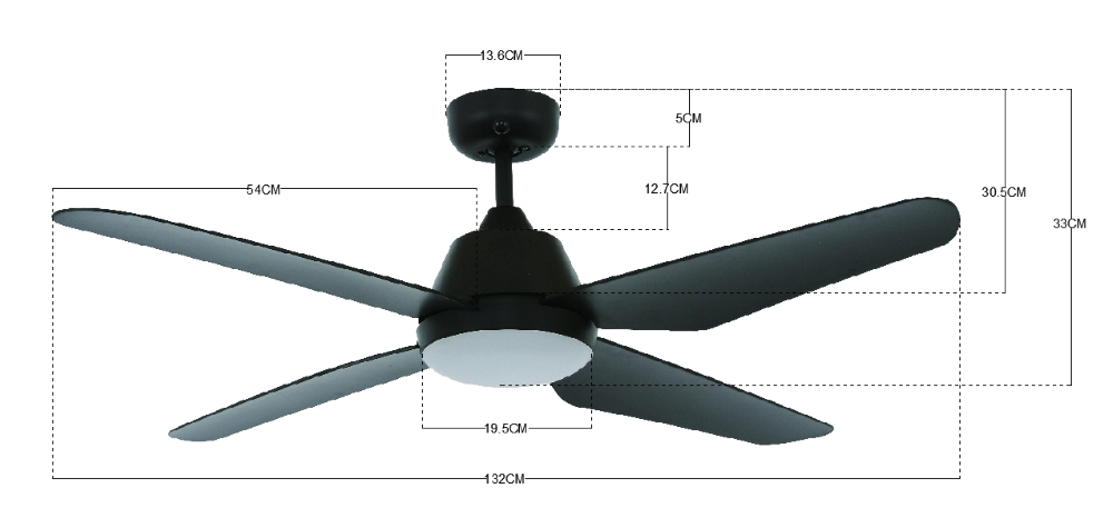 Deckenventilator mit Lampe Aria Led Ø 122cm schwarz IP55 Beacon 9333509127796