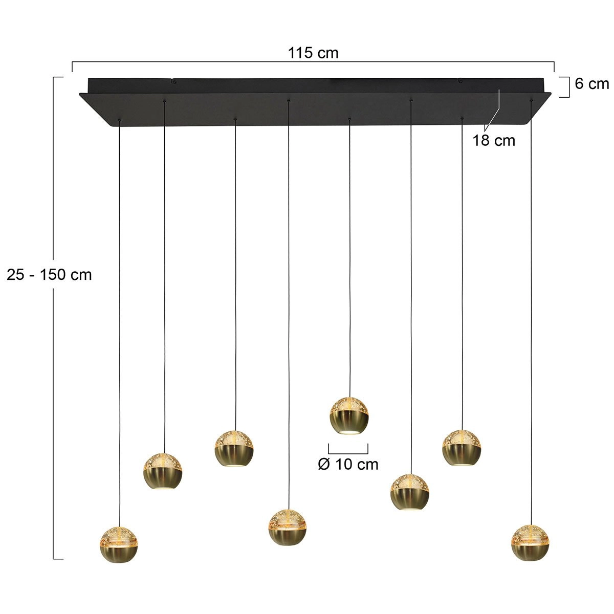 Esstisch-Pendellampe 115 cm Belluno 8-Licht-LED – Messing Steinhauer 8712746184013