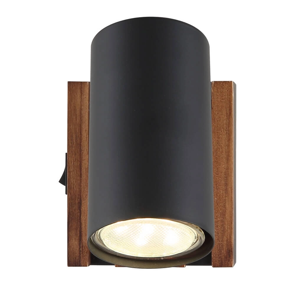 Deckenlampe Kayden Single schwarz mit Holz Globo 9007371525447