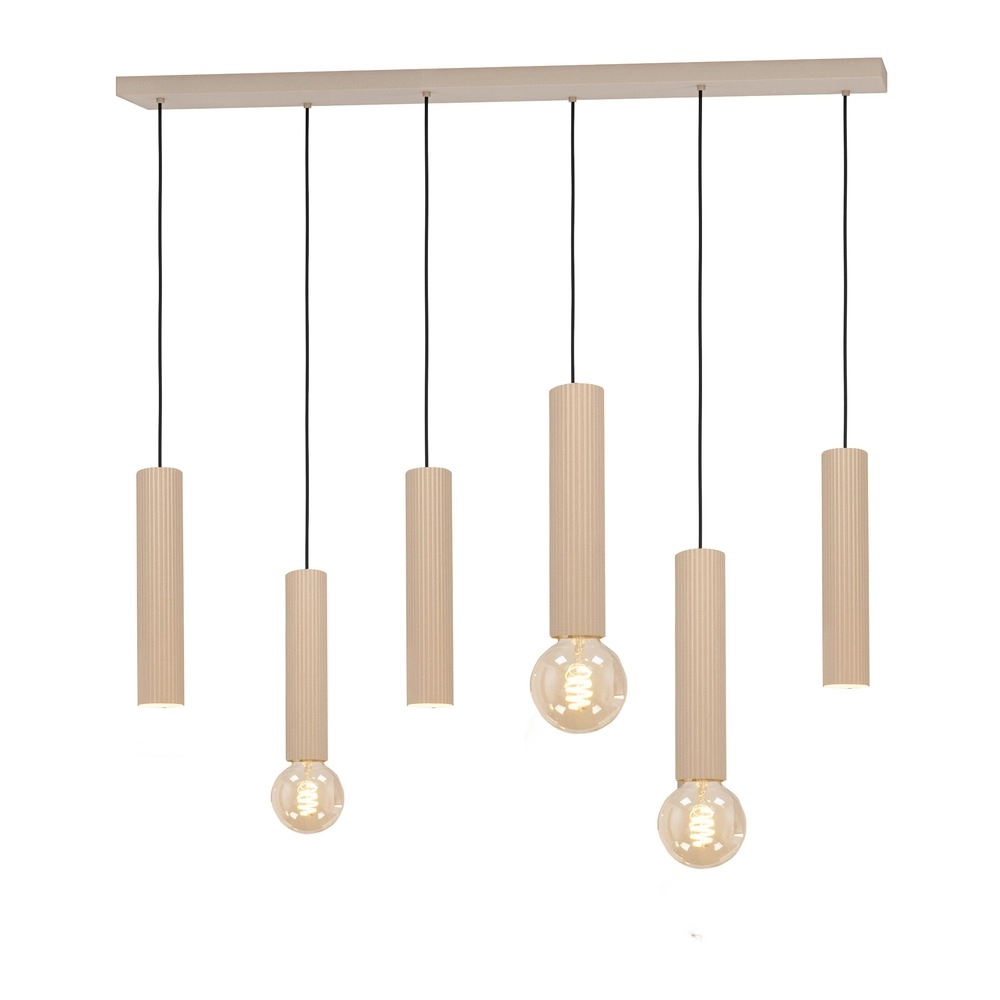 Design-Pendellampe Fariolo 6-helles sandbraunes geradeaus