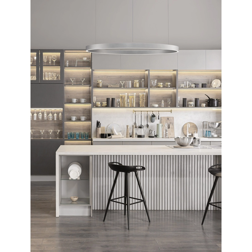 Design-Pendelleuchte Elowen silbergrau Ø 98cm Lyora 5212017439154