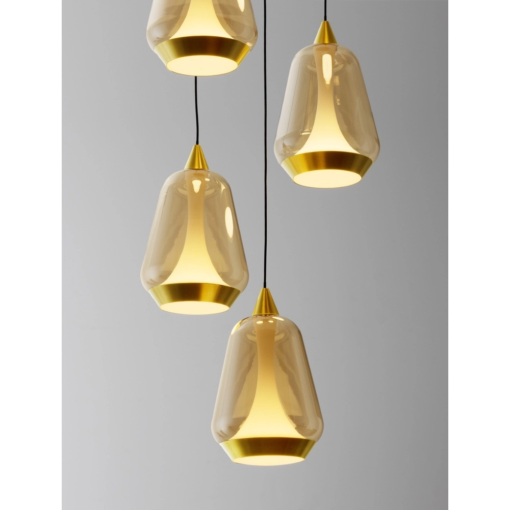 Design-Pendelleuchte Alish 5-flammiges Braunglas Lyora 5212017477736