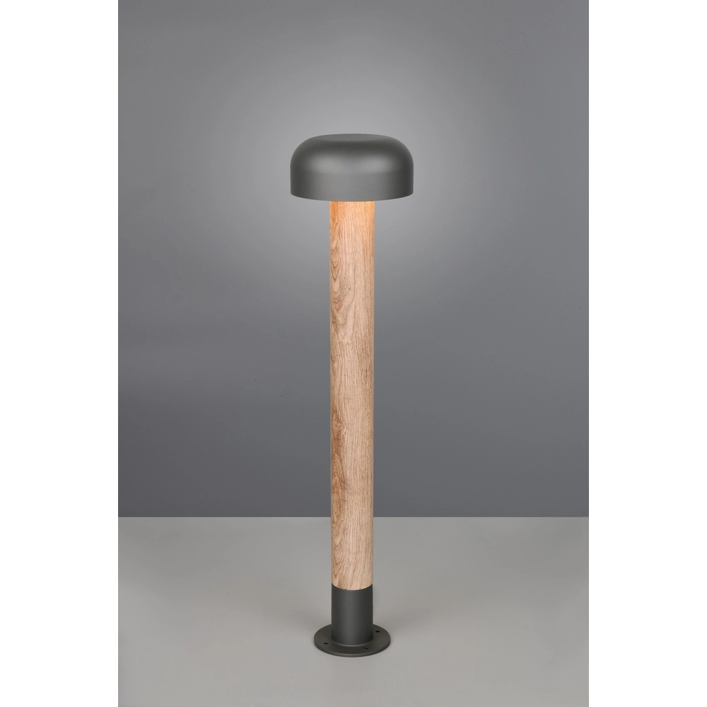Gartenleuchte Fraser grau mit Holz 84,5cm Trio 4017807648591