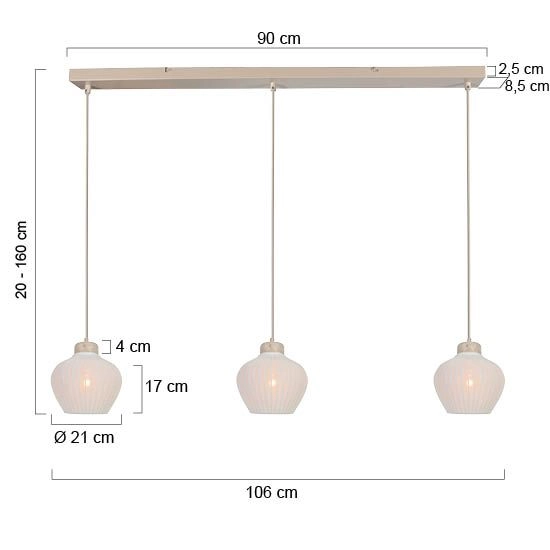 3-Licht Pendellampe Travino Sandbraun Steinhauer 8712746184372