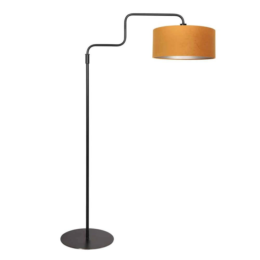 Stehlampe Bloeba schwarz mit goldener Kapuze