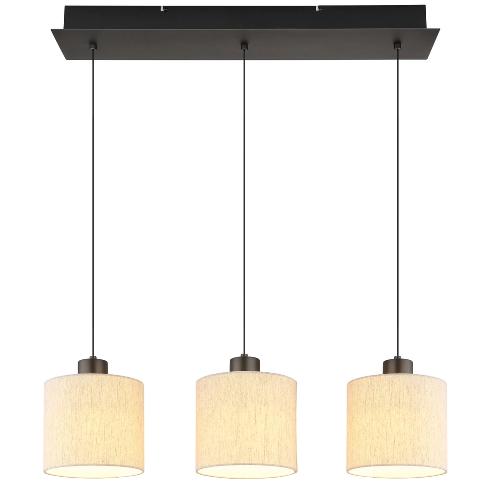 Gunmetal-Pendellampe Thea 3-Licht-Geraden Globo 9007371567034