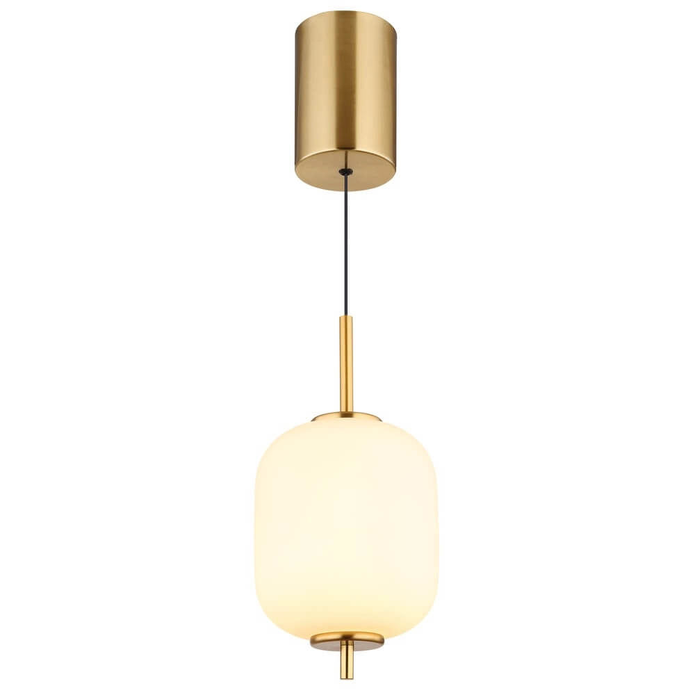 Goldene Pendelleuchte Ewald einzelnes weißes Glas Ø 13,5cm Globo 9007371458578