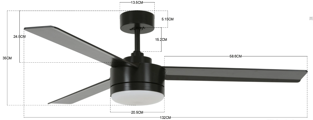 Schwarzer Ventilator mit Lampe Lagoon Ø 132cm IP55 Beacon 9333509136521
