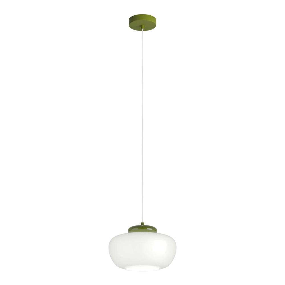 Design-Pendellampe Berardelli weiß mit grünem Ø 30 cm