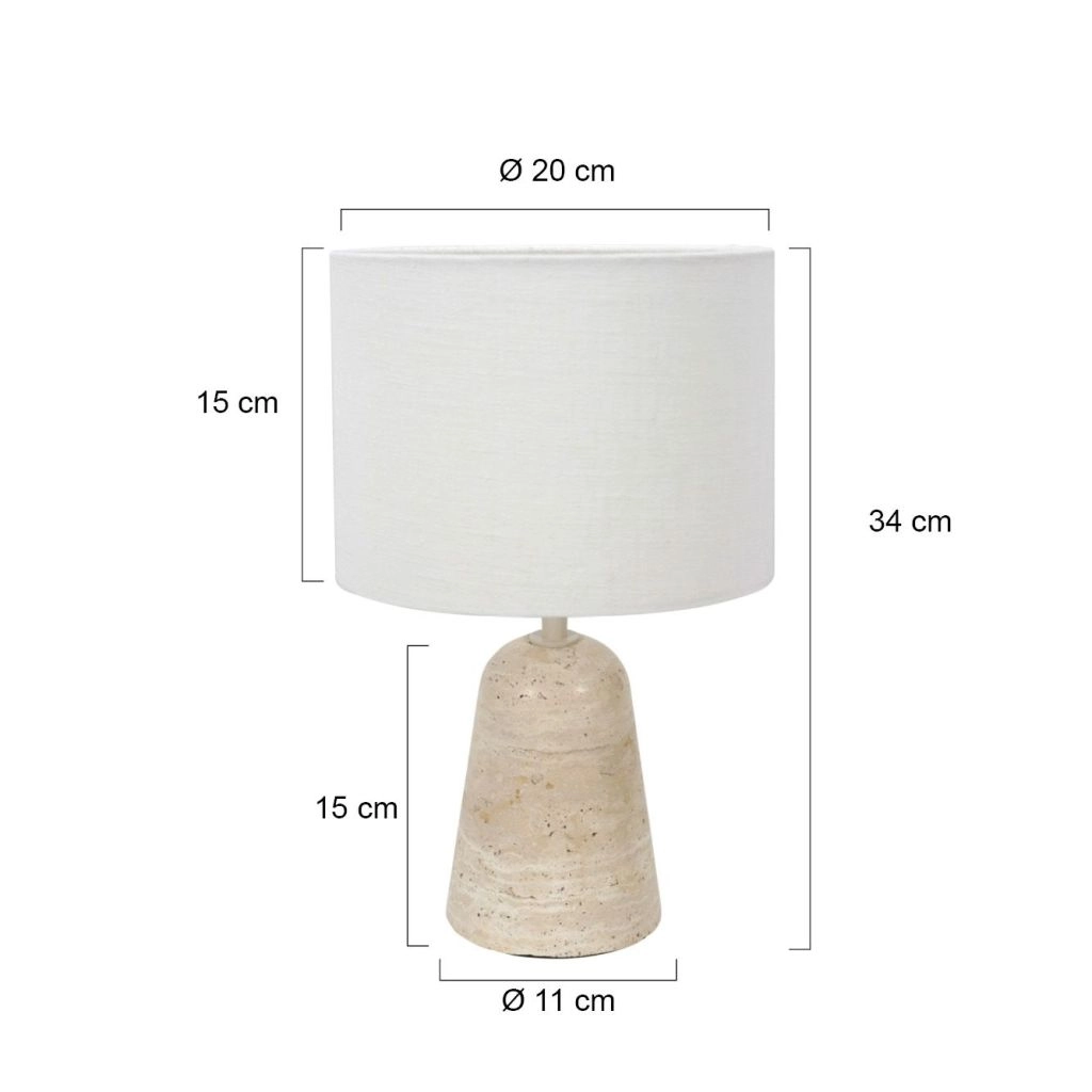Tafellampenstein Travino mit Weißton Ø20 cm Steinhauer 8712746183528