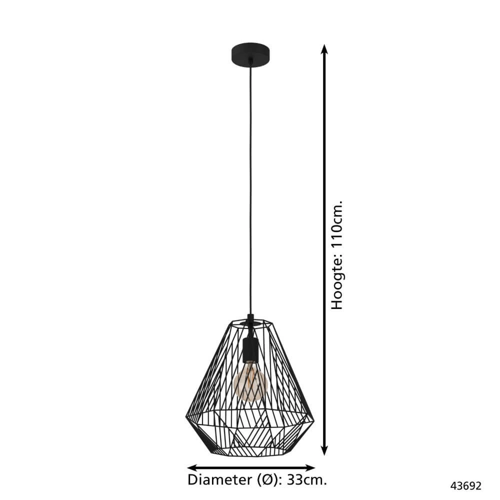 Schwarze Drahtlampe Stype Ø 33cm Eglo 9002759436926