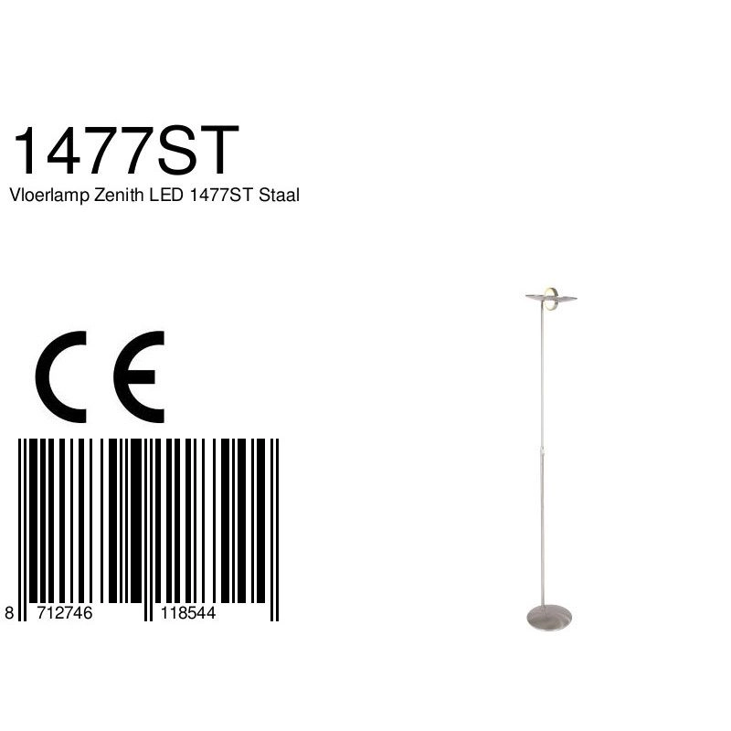 Design-Stehlampe Zenith Led Metallgrau Steinhauer 8712746118544