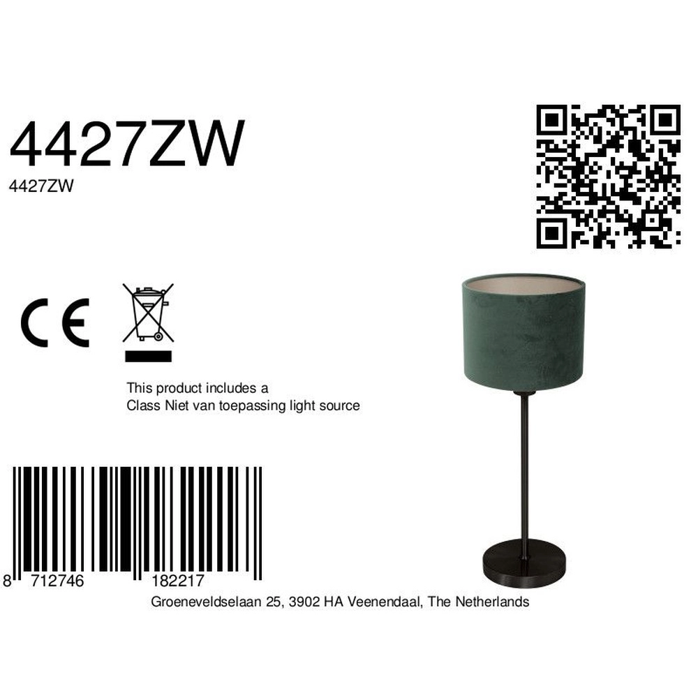 Schwarze Tischleuchte Noor mit grüner Kapuze Steinhauer 8712746182217