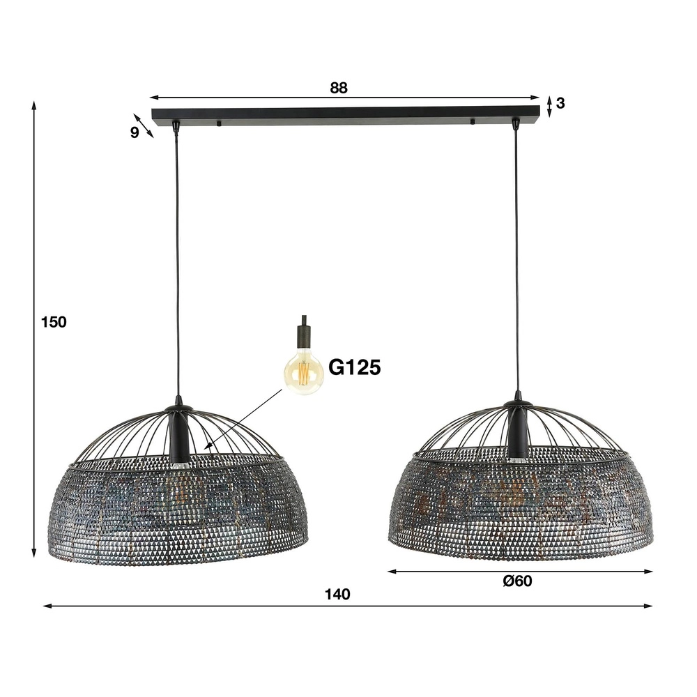XXL Esszimmer-Pendellampe Armor 2x Ø 60 cm Lyora 8716803512924