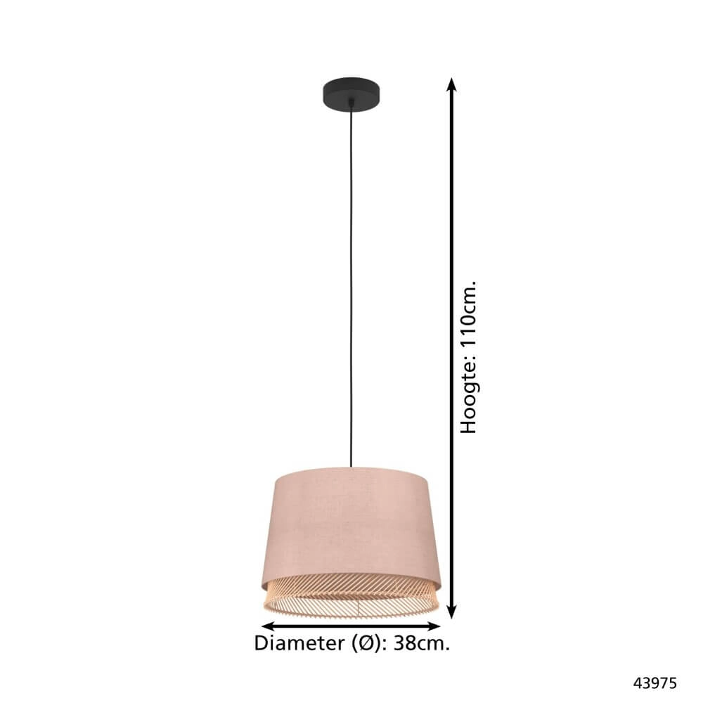 Hängelampe Tabley Ø 38cm - Leinen mit Rattan Eglo 9002759439750