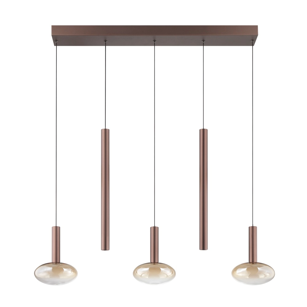 Pendellampe Veridian Kaffeebraun mit bernsteinfarbenem Glas Brilliant 4004353477942