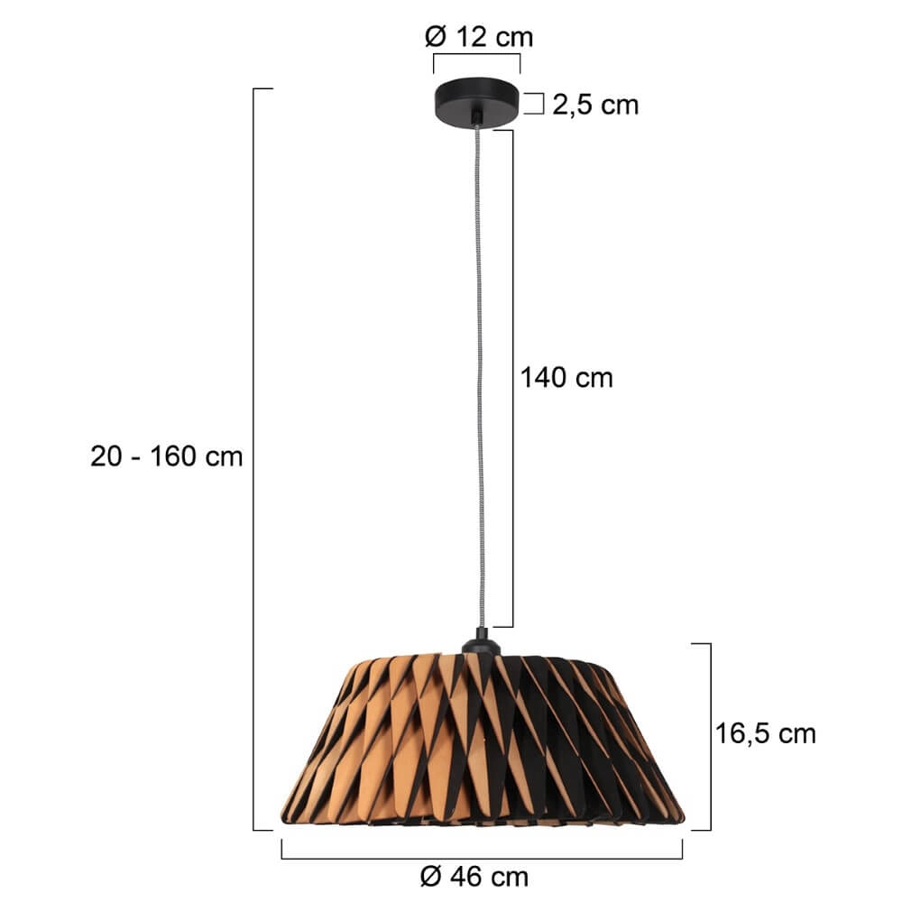 Schwarze Hängelampe aus Holz Maze Ø 46cm Steinhauer 8712746166293