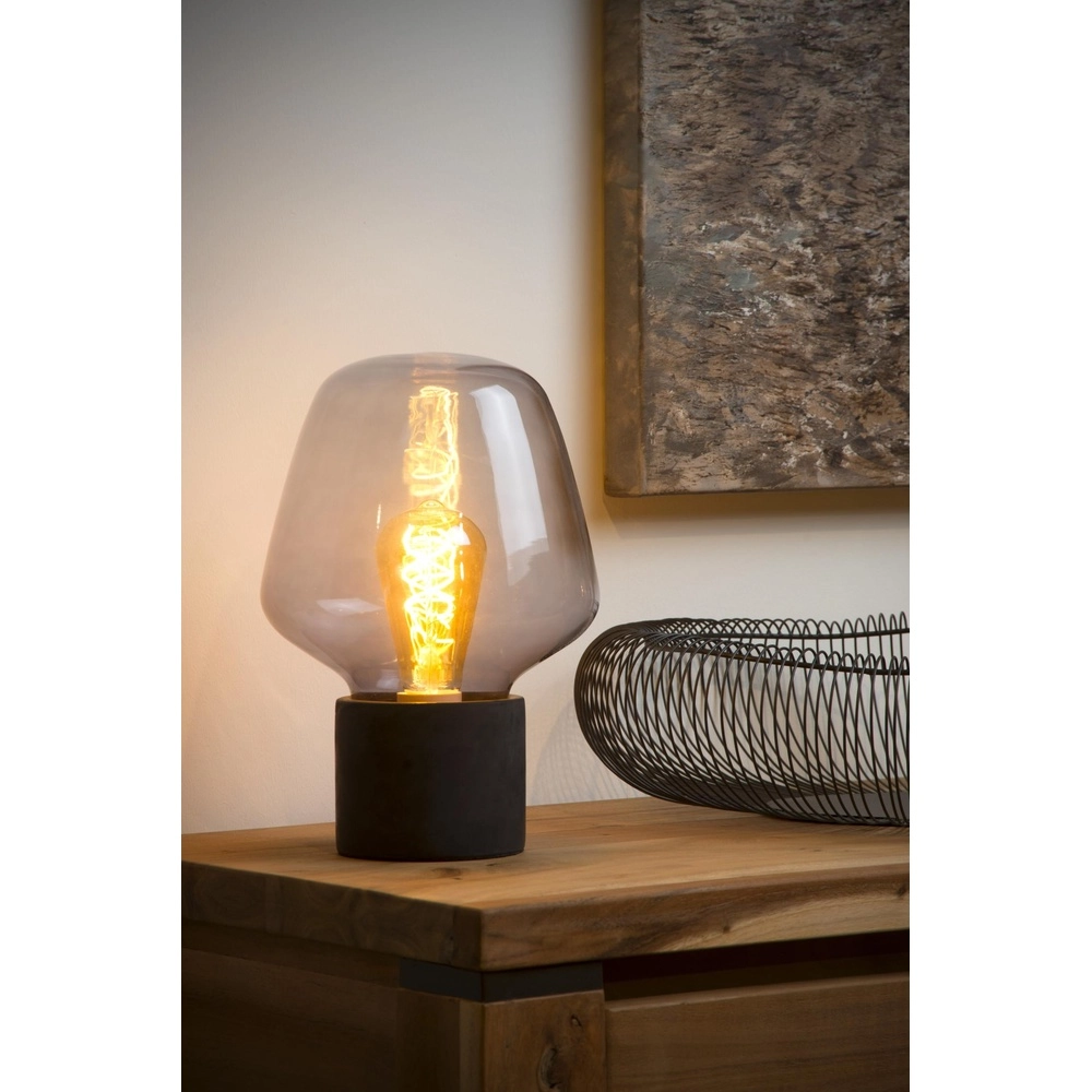 Tischlampe Becky Schwarz mit Rauchglas Lucide 5411212450753