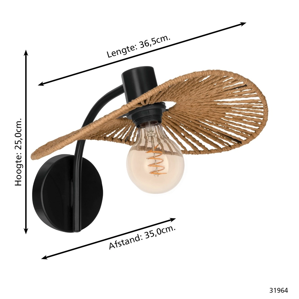 Rattan-Wandlampe Siruela Eglo 9002759319649