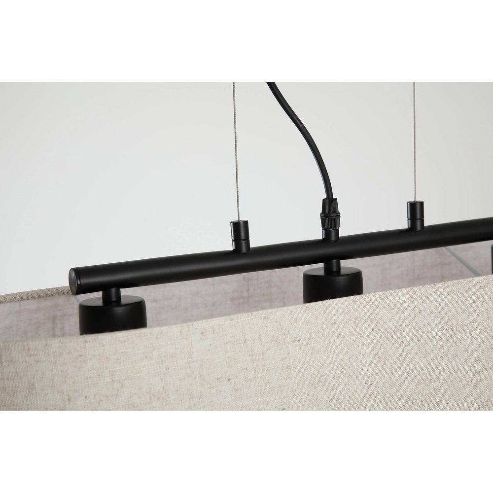 Pendelleuchte Hessian schwarz mit Leinenschirm Searchlight 5053423297316