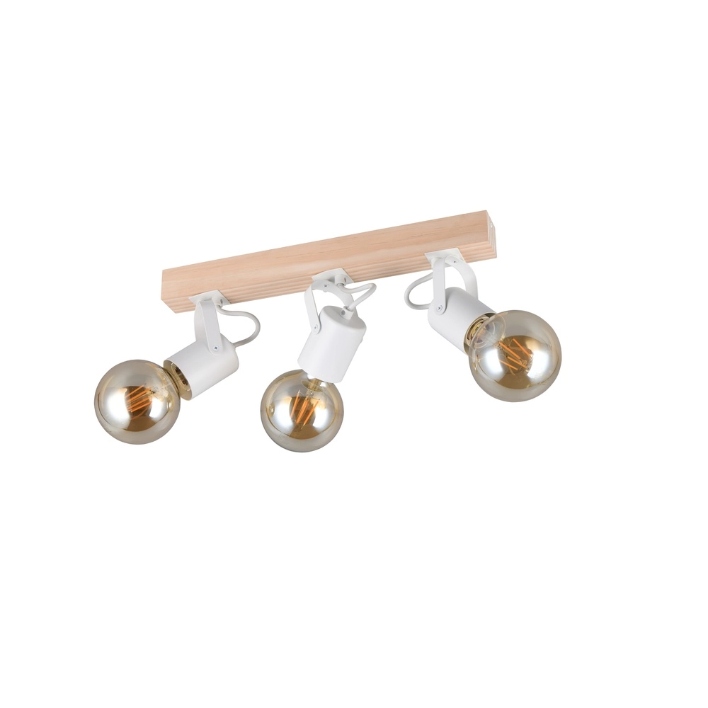 Deckenlampe 3-Leuchten Lynar Weiß mit Holz Trio 4017807672015