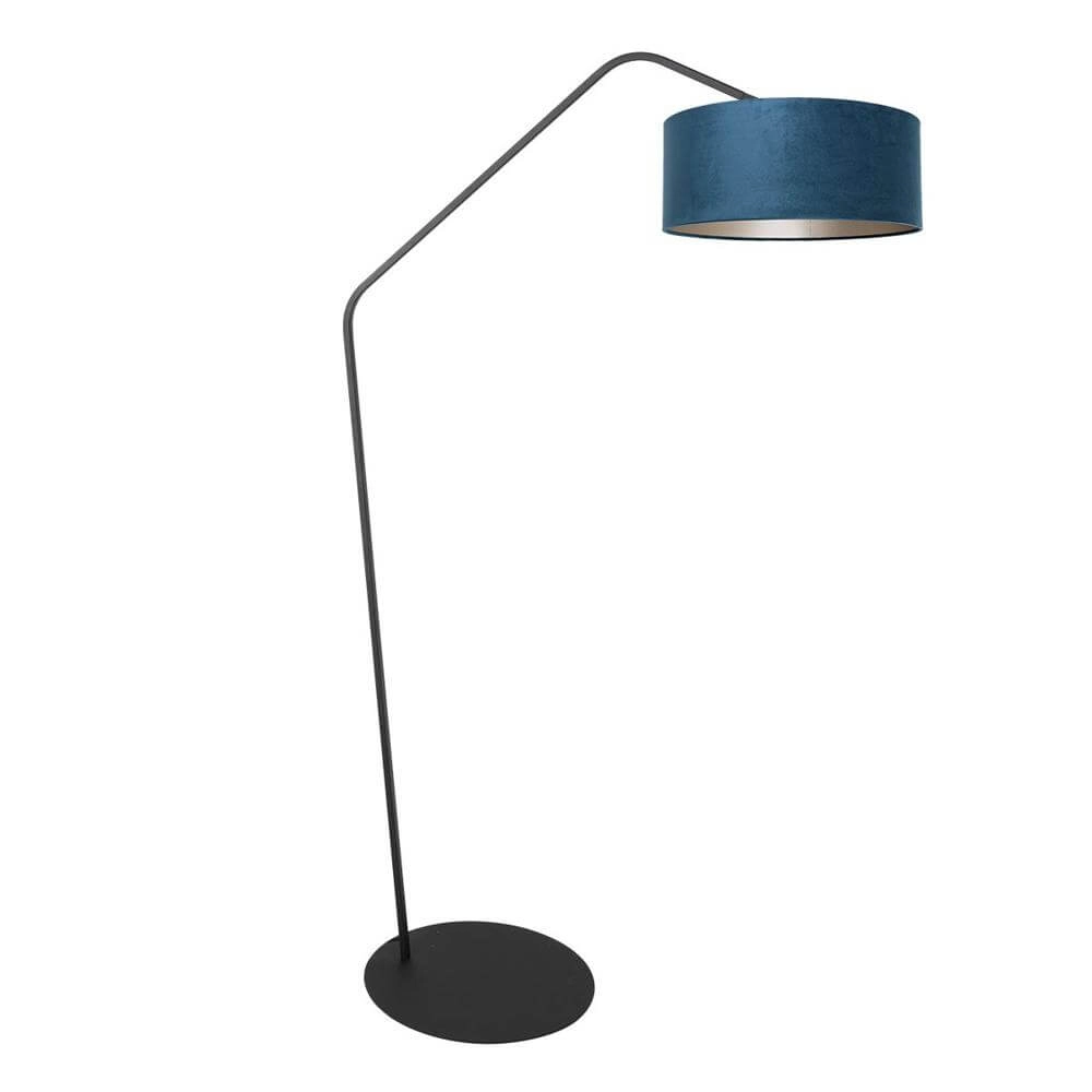 Stehlampe Zig-Zag schwarz mit blauem Schirm Ø 50cm