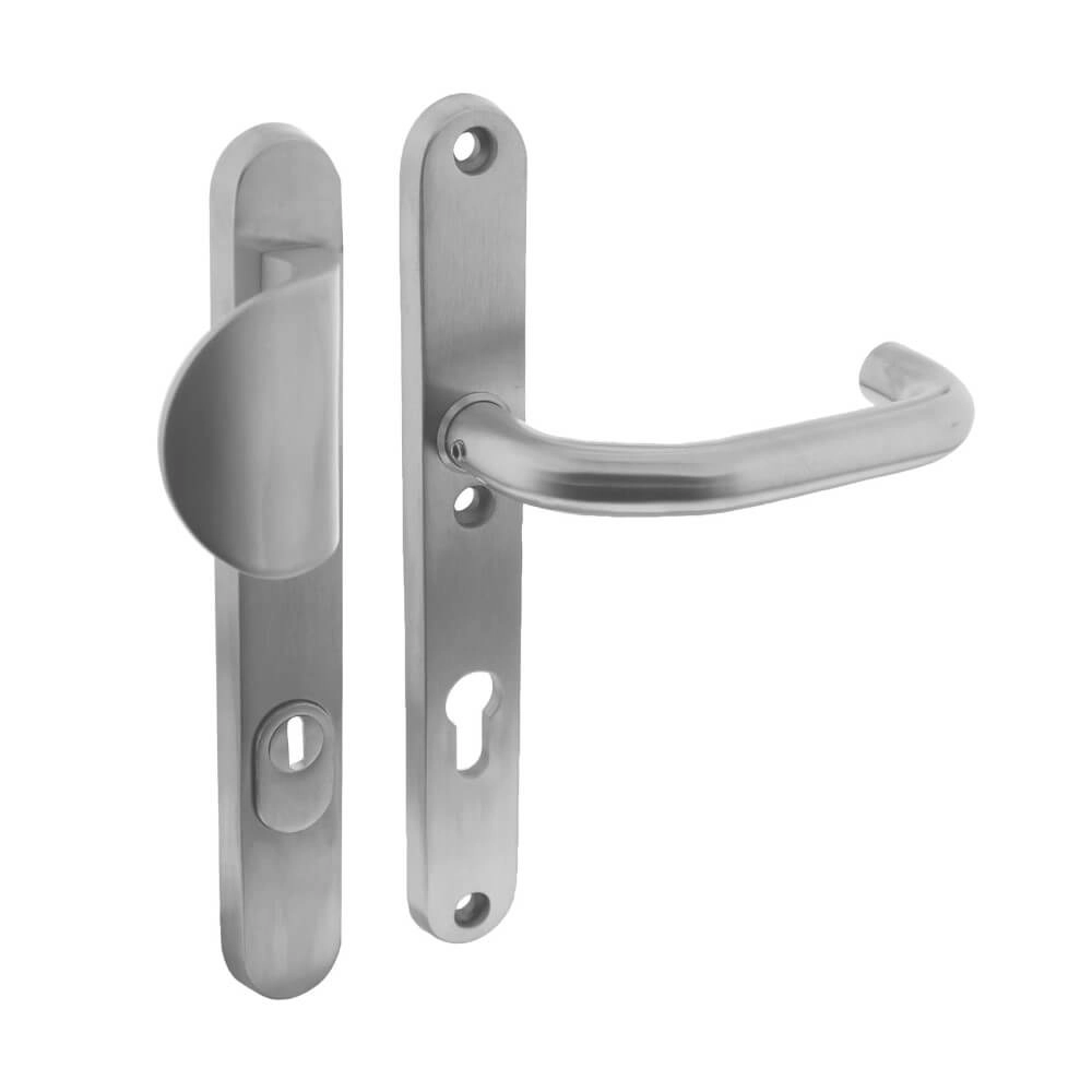 Haustürbeschläge Vurano Kernzugsicherung schmal mit Knopf PC 72mm Edelstahl Intersteel 8714186395370