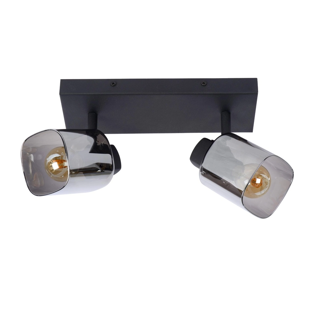 Deckenlampe Alion 2-Licht Schwarz mit Rauchglas