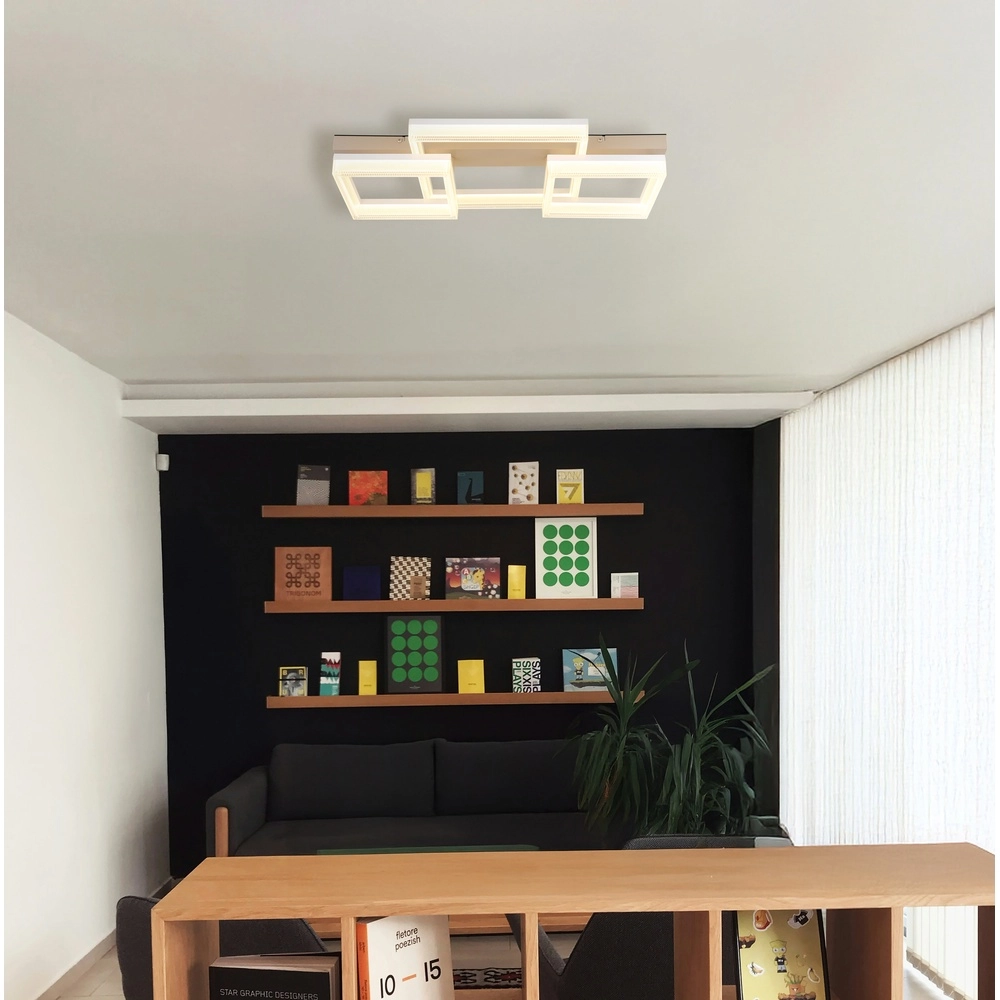 Moderne Deckenleuchte Zara sandbraun quadratisch 66cm Globo 9007371567089