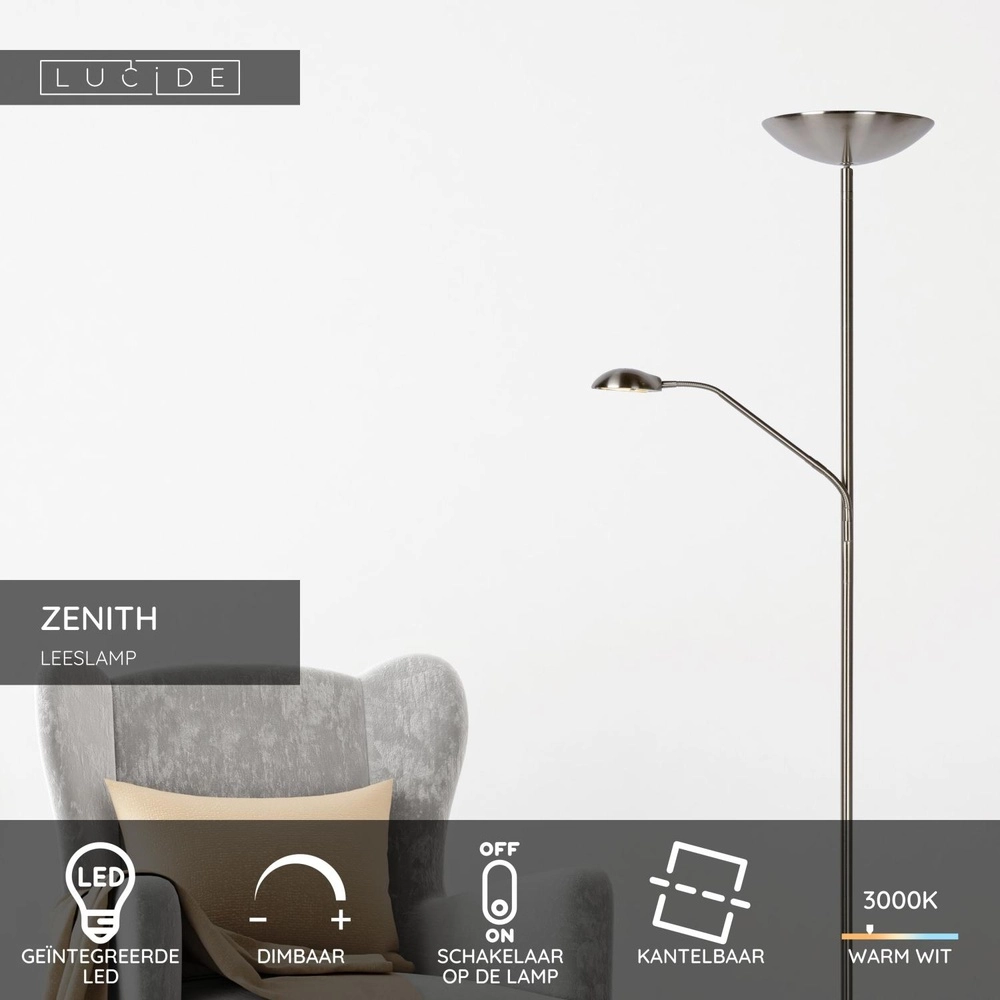 Leselampe Zenith Schwarz Lucide 5411212193889