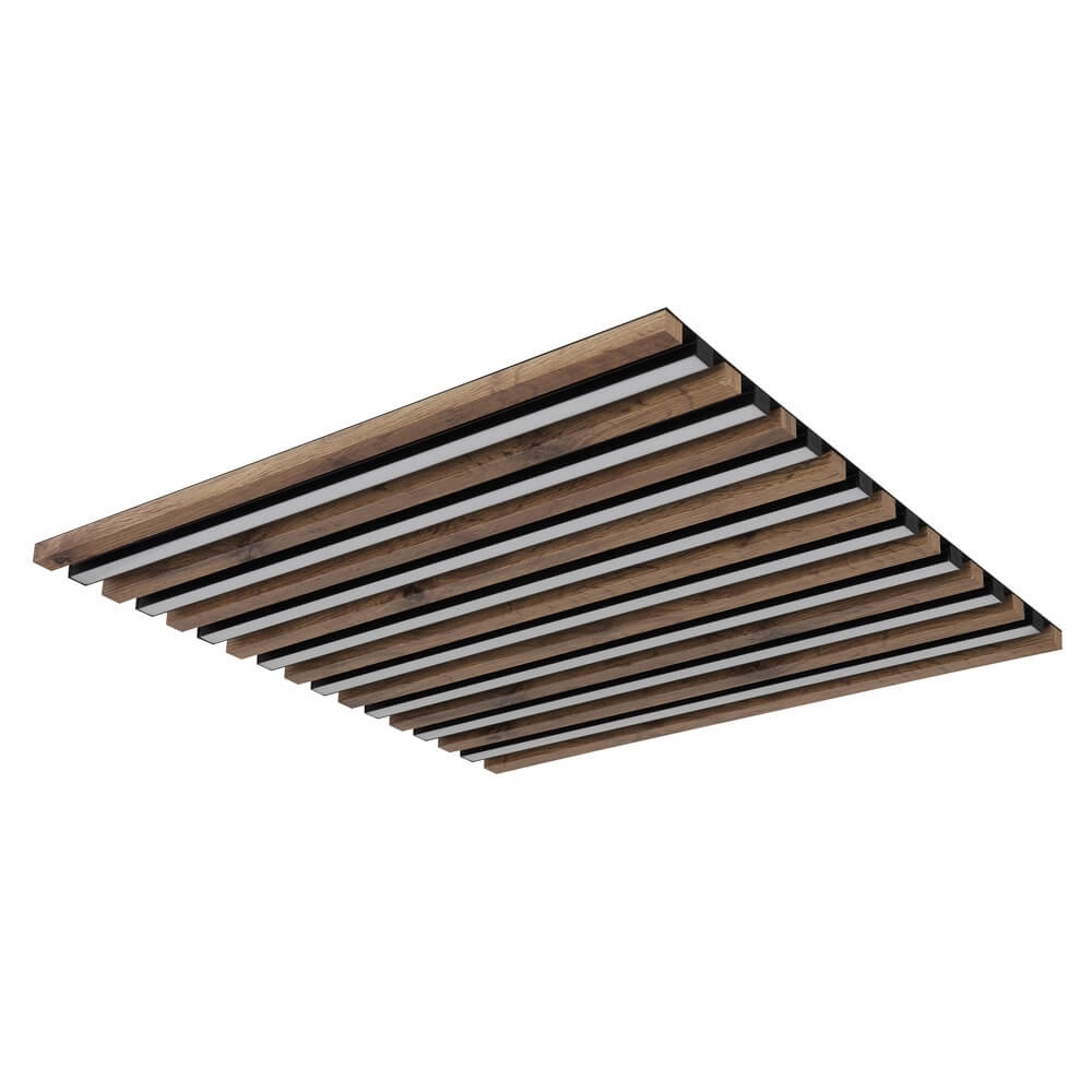 Deckenlampe Hayden schwarz mit Holz quadratisch 60cm Globo 9007371513642