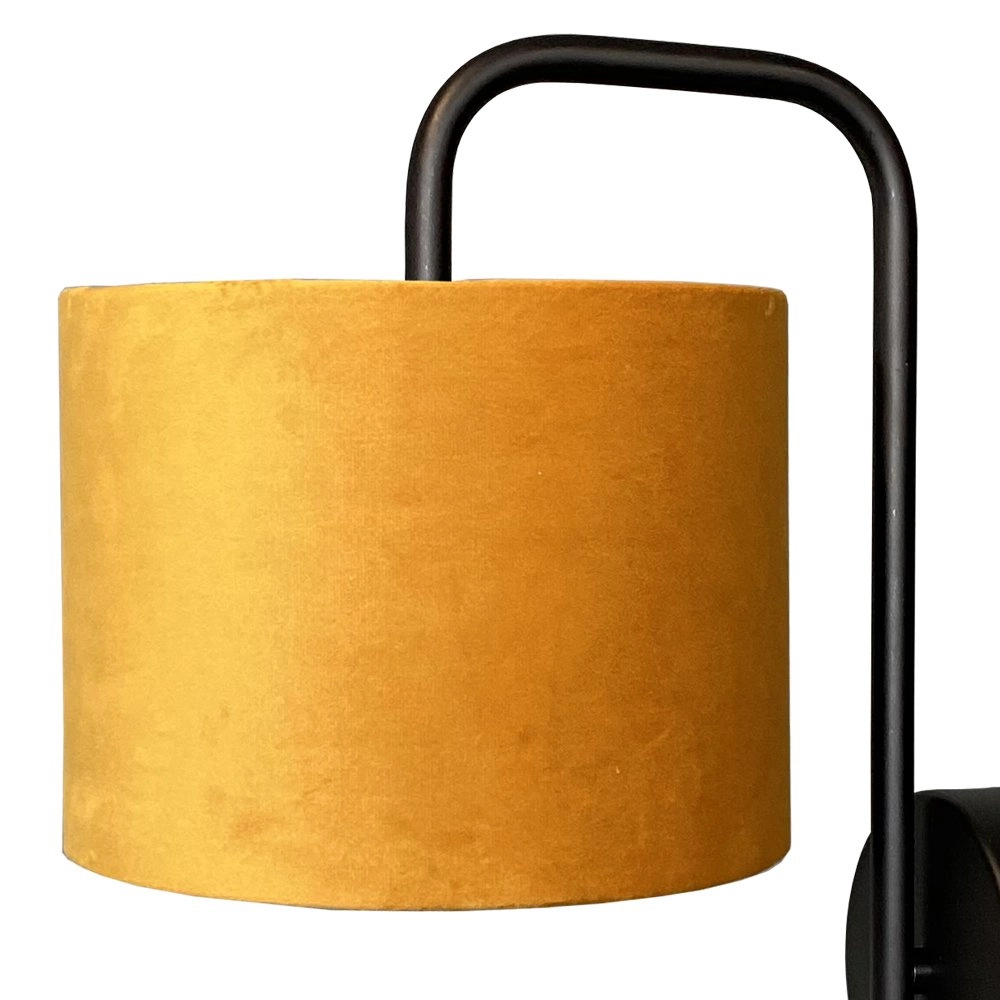 Schwarze Wandlampe Venus mit ockergelbem Lampenschirm Masterlight 8718121251226