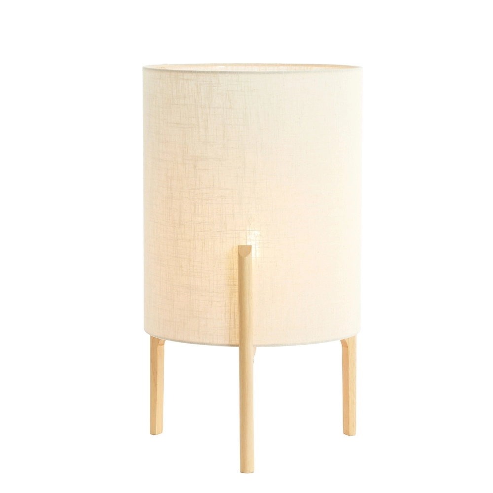 Tischlampe Litto Ø 35cm – Holzlook mit Naturleinen Light & Living 8717807792725