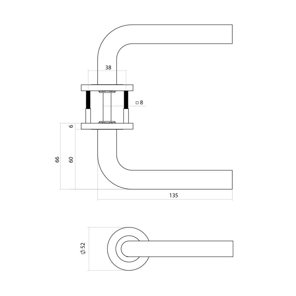 Türklinke Q 02 auf runder Rosette anthrazit Intersteel 8714186695074