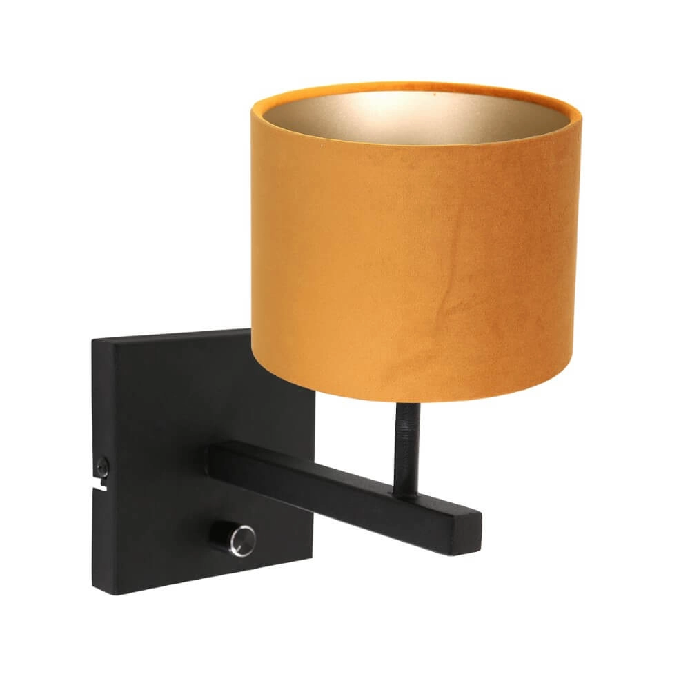 Schwarze Wandlampe Stanger mit goldenem Samt Steinhauer 8712746146462
