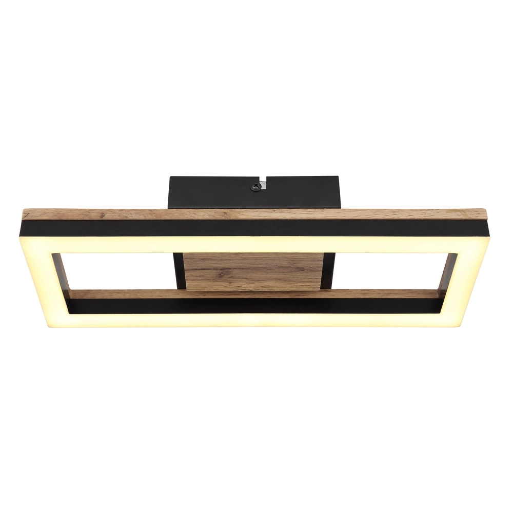 Deckenlampe Beatrix Rechteck schwarz mit Holz Globo 9007371454402