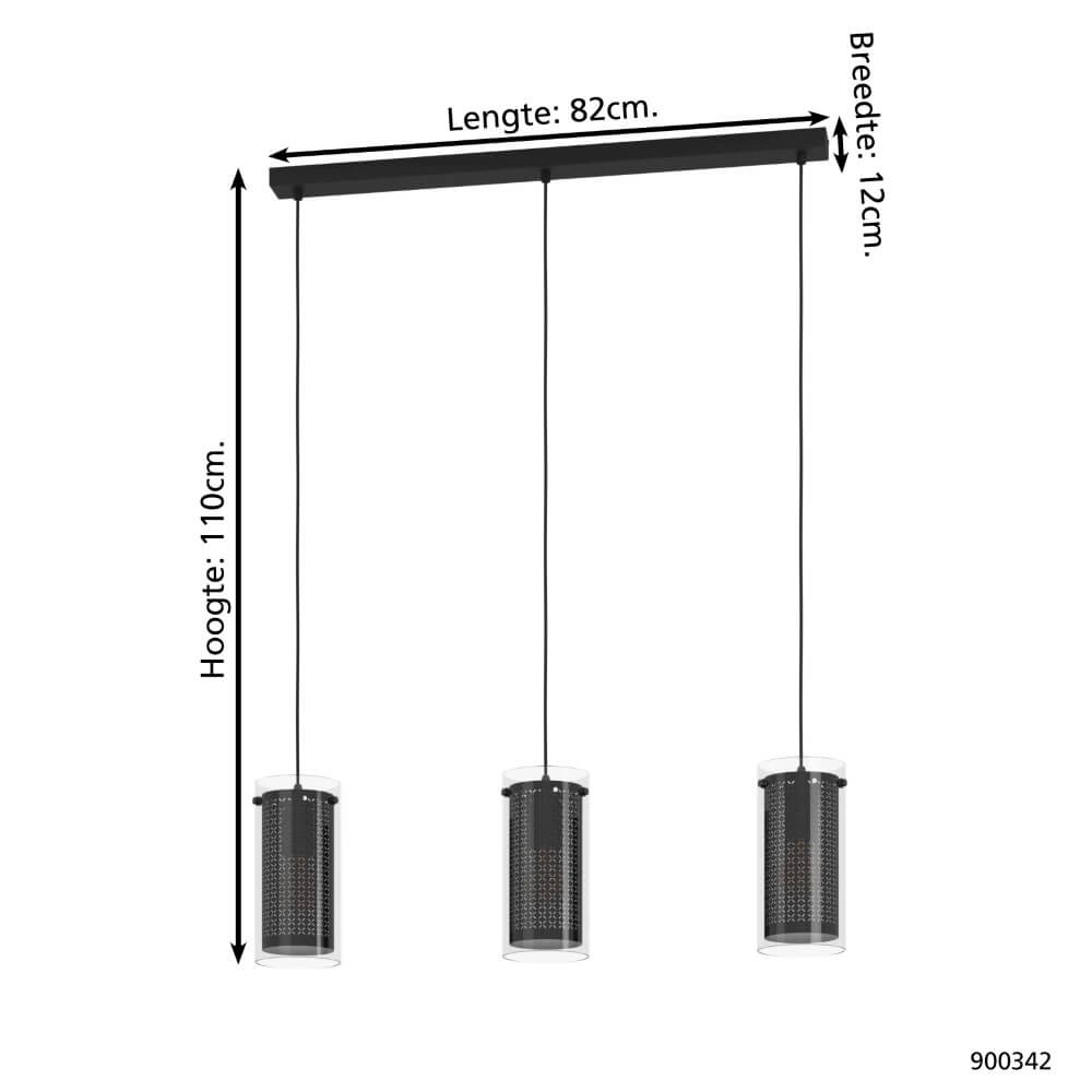 Esstischlampe Pinto Textil 1 schwarz mit Glas Eglo 9008606235698