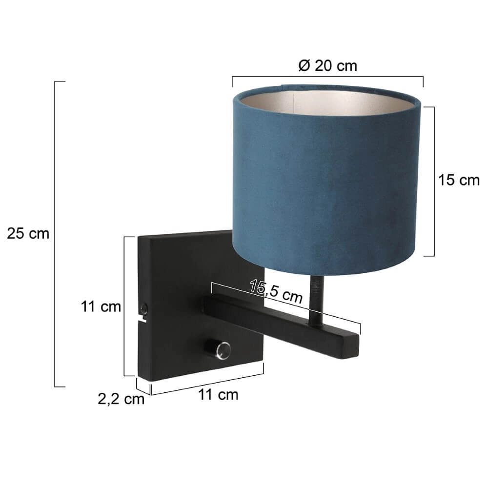 Wandleuchte aus Samt Stang blau mit schwarz Steinhauer 8712746147391
