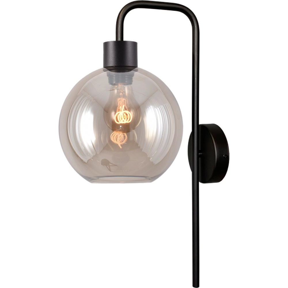 Wandlampe Lazise schwarz mit bernsteinfarbenem Glas