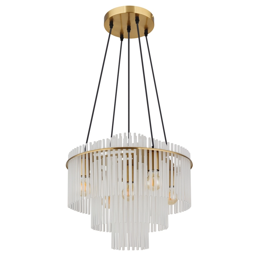 Pendellampe Ø 50cm Gorley Gold mit weißen Glasstäben Globo 9007371512133