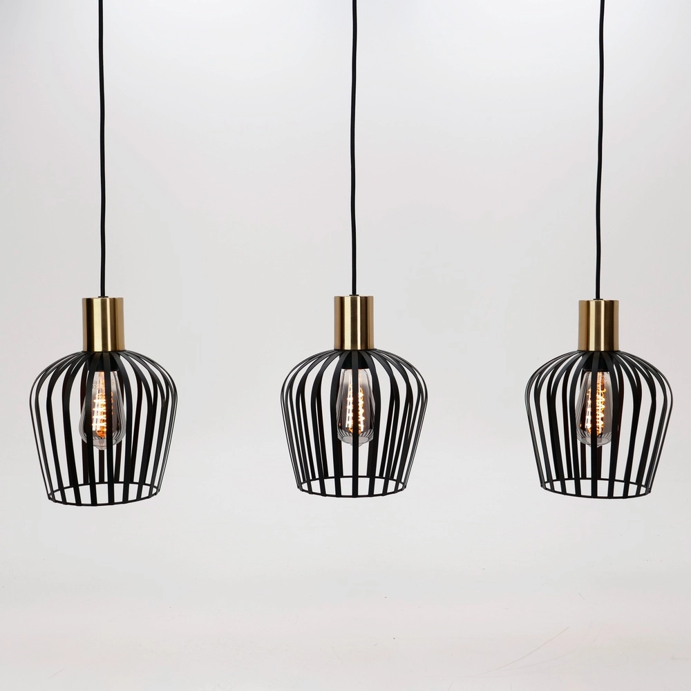 3-Licht Pendellampe Empoli Schwarz mit Gold – Ø 20cm Eglo 9008606299898