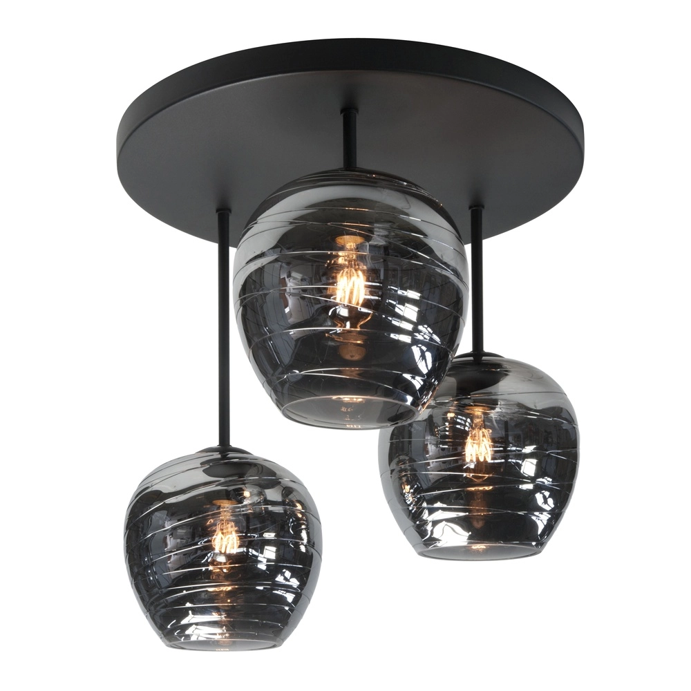 Deckenlampe Fantasy 3-flammig schwarz mit Glas