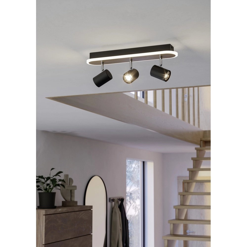 LED-Deckenspot Rimbocchi 3L – schwarz – Holzoptik Eglo 9008606316533