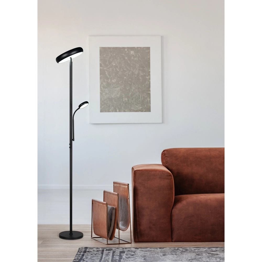 Stehlampe Palermo schwarz mit Leselampe Trio 4017807641363