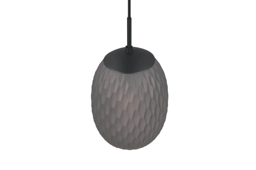 Hängelampe aus Glas Facette mit geripptem Rauchglas Trio 4017807616828