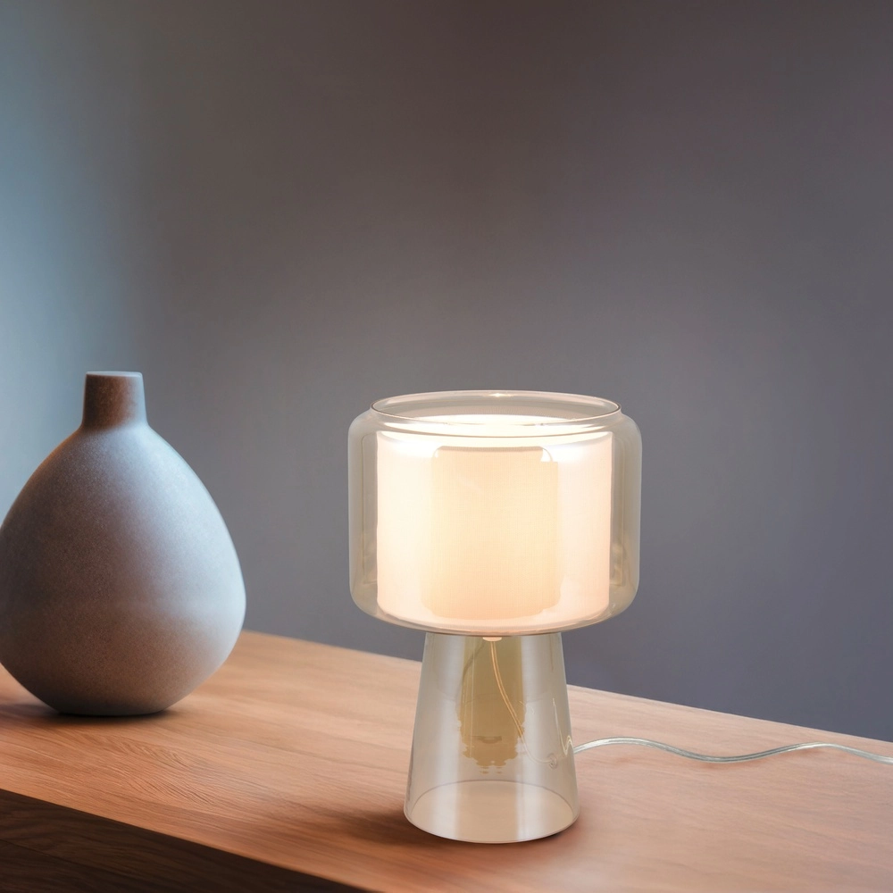 Design-Tischleuchte Rocka Braunes Glas Trio 4017807662719