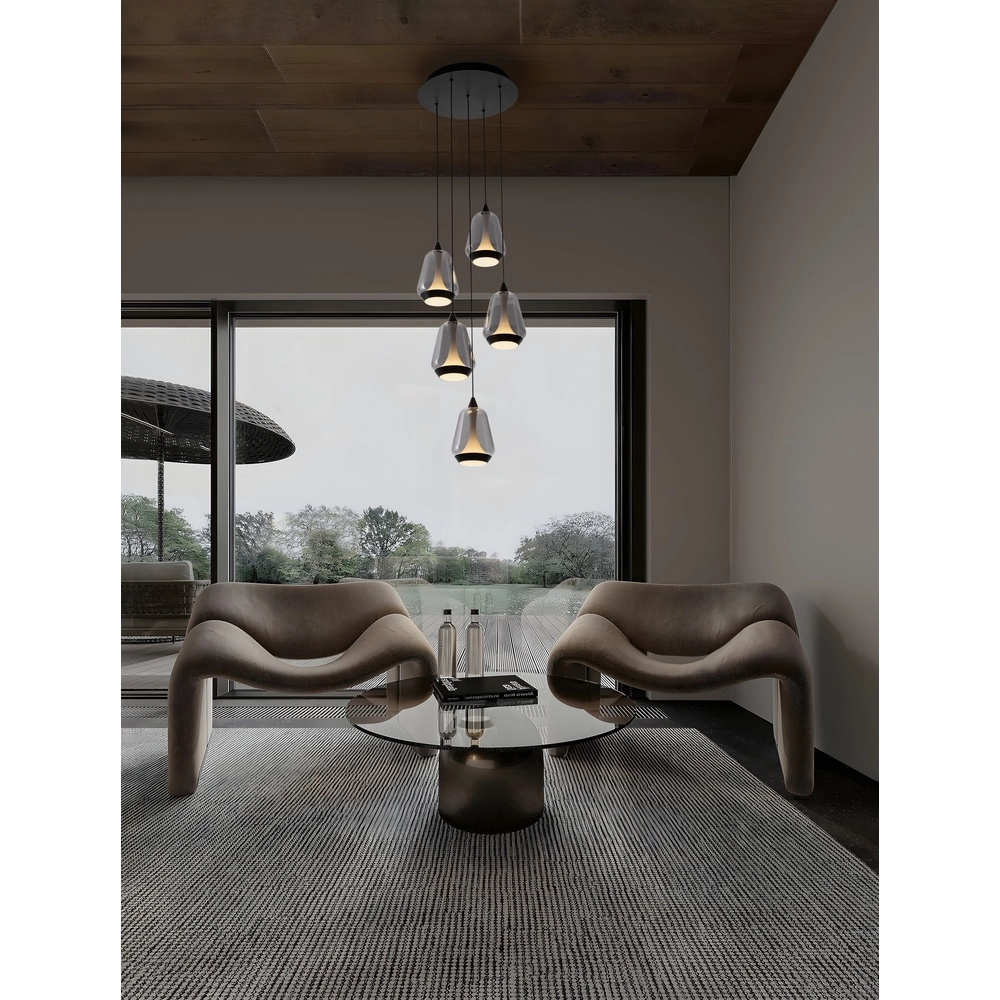 Design-Pendelleuchte Alish 5-flammiges Rauchglas Lyora 5212017477729