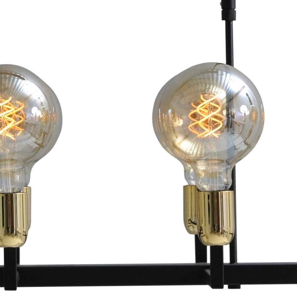 Schwarze Esszimmer-Hängelampe Tube 10-helle Goldbeschläge Masterlight 8718121188720