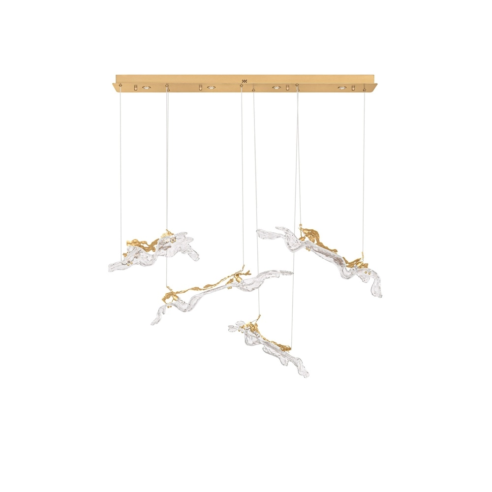 Goldene Pendellampe Avesa mit klarem Glas 128 cm Lyora 5212063500426