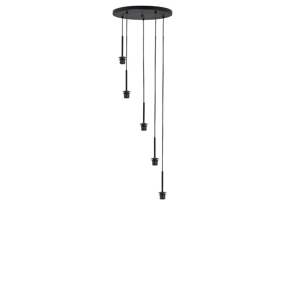 Pendelleuchte Bellini 5-flammig schwarz mit Rauchglas Highlight